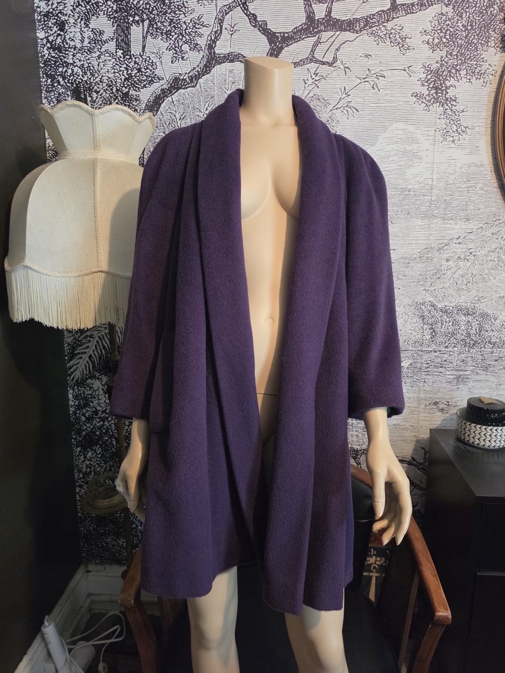 Vintage Forecaster of Boston Wool Shawl Collar Coat Purple ILGWU Size 7/8 Small